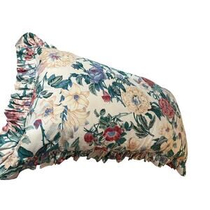 Vintage Ethan Allen Custom Pillow Shams Pair 2 Floral Roses Cottage Core Ruffle